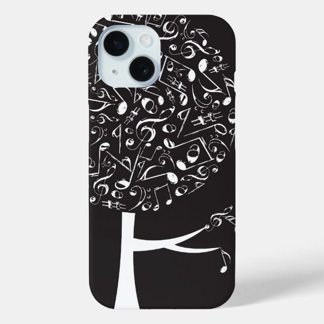 Black White Music Musical Notes Song Sing Pop Tree Case-Mate iPhone Case (Back)