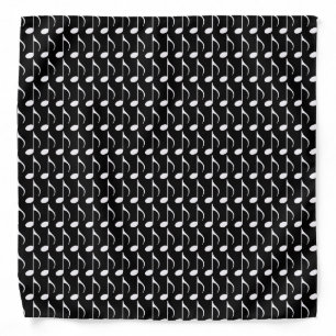 black white music notes pattern bandana