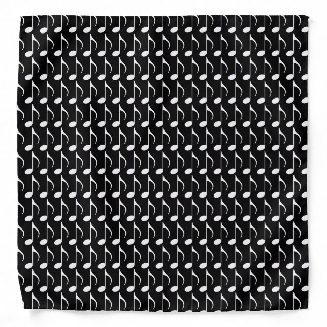 black white music notes pattern bandana (Front)