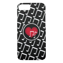 Black white music notes red heart custom iPhone 8/7 case