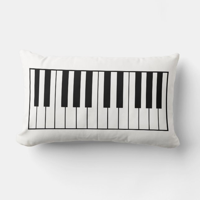 black/white Music Piano keys Lumbar Pillow (Front)
