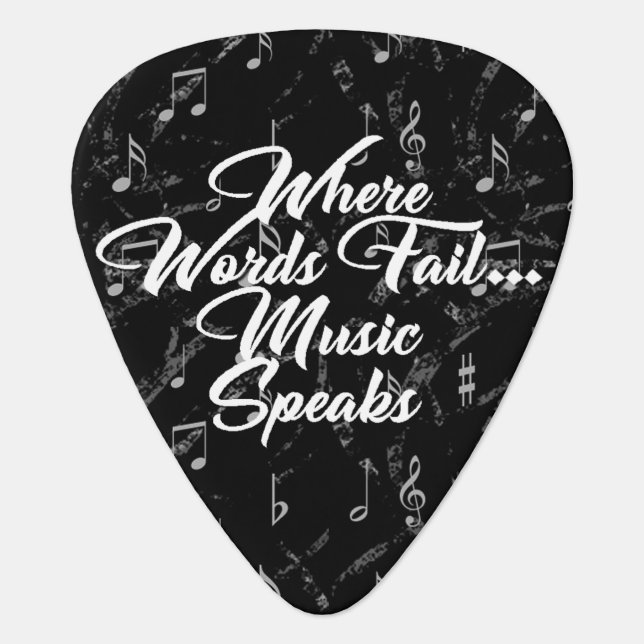 Black & White Music Quote Guitar Pick (Front)