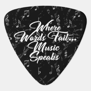 Black & White Music Quote Triangle Guitar Pick