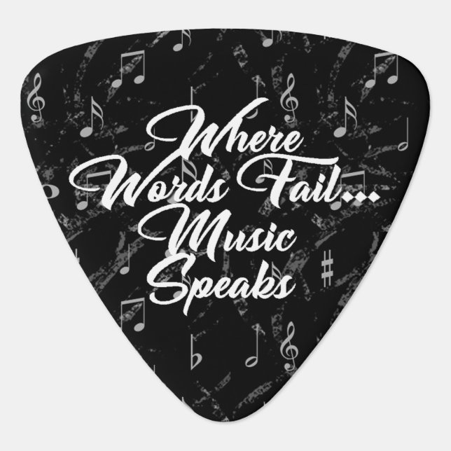 Black & White Music Quote Triangle Guitar Pick (Front)