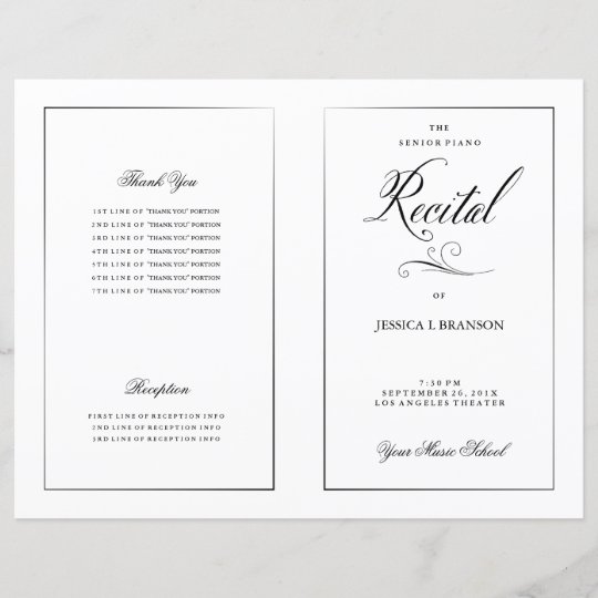 Black & White Music Recital Program Template