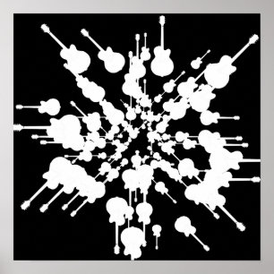 black & white music-themed decor