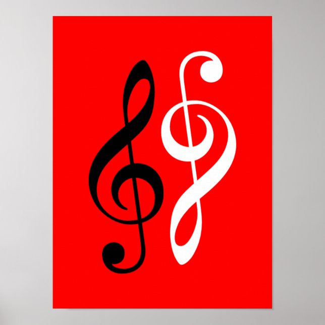 black white music treble clef poster (Front)
