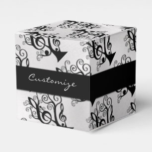 Black & White Music Treble Clef Tree Cube Box