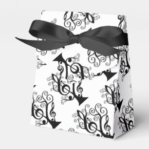 Black & White Music Treble Clef Tree Favor Box