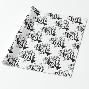 Black & White Music Treble Clef Tree Paper