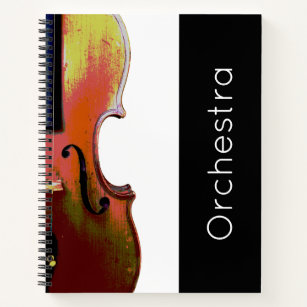 Black White Musical Instrument Violin  Notebook