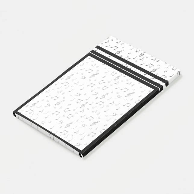 Black & White Musical Notes Pattern Post-it® Notes (Angled)