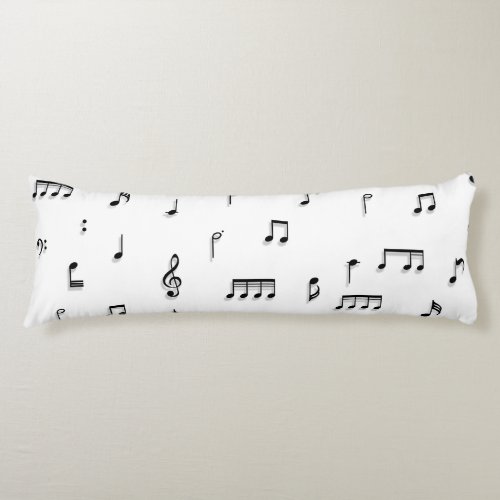 Black  White Musical Notes Symbol Pattern Body Pillow