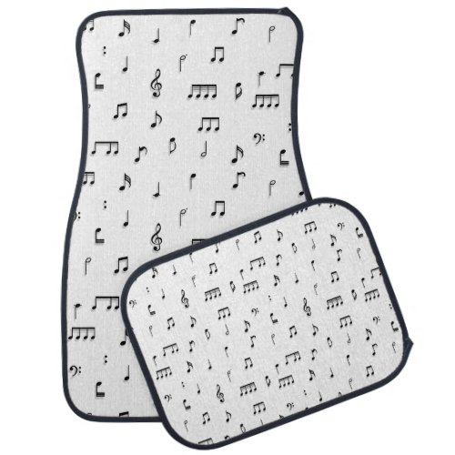 Black  White Musical Notes Symbol Pattern Car Floor Mat