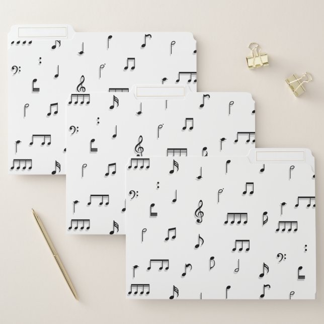 Black & White Musical Notes Symbol Pattern File Folder (Set)