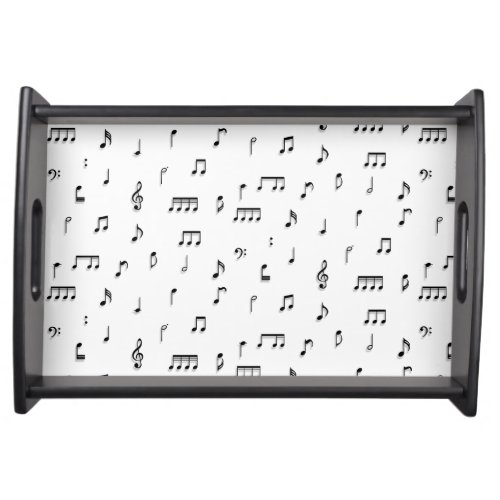 Black  White Musical Notes Symbol Pattern Serving Tray
