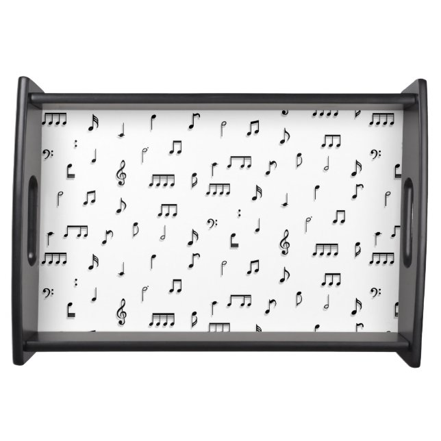 Black & White Musical Notes Symbol Pattern Serving Tray (Front)