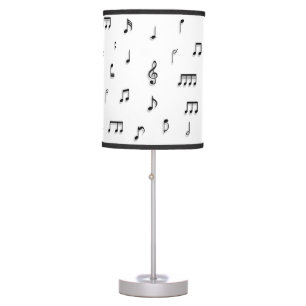Black & White Musical Notes Symbol Pattern Table Lamp