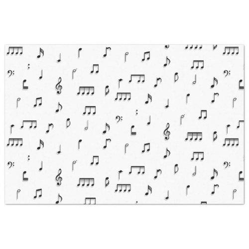 Black  White Musical Notes Symbol Pattern Tissue Paper