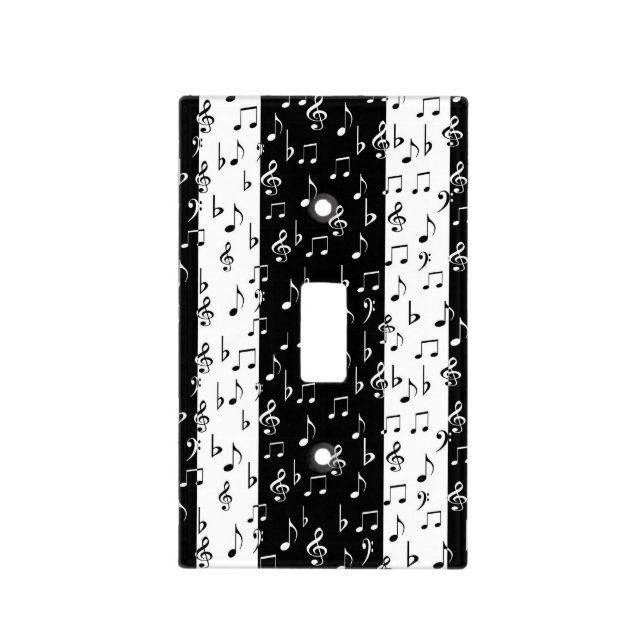 Black & White Musical Stripes   Light Switch Cover (Front)