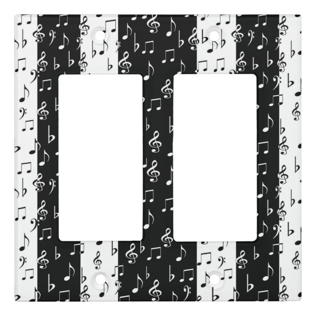 Black & White Musical Stripes   Light Switch Cover (Front)