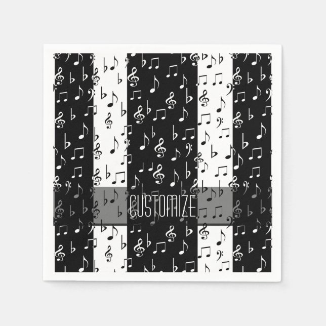 Black & White Musical Stripes Napkins (Front)