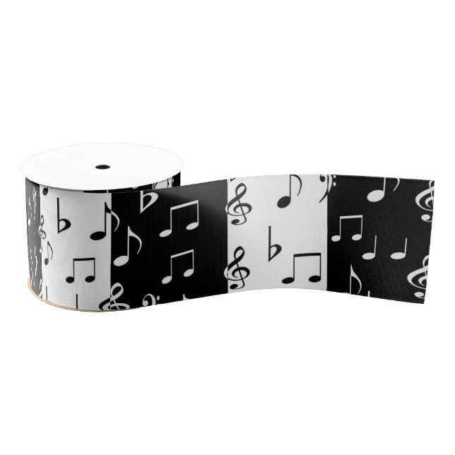 Black & White Musical Stripes Ribbon (Spool)
