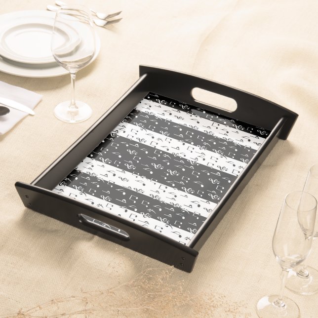 Black & White Musical Stripes Serving Tray (Front)
