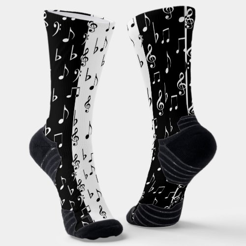 Black  White Musical Stripes Socks