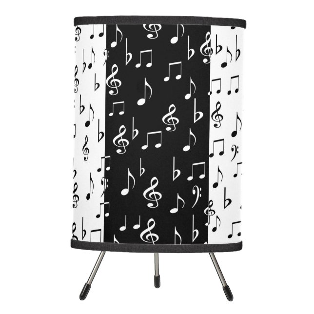 Black & White Musical Stripes Tripod Lamp (Front)