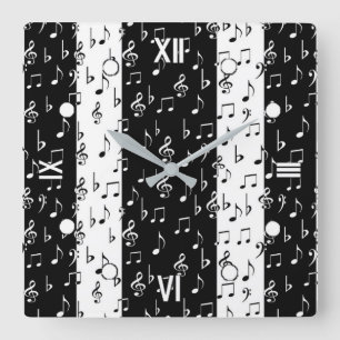 Black & White Musical Stripes Wall Clock
