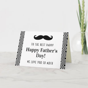 Black & White Mustache Happy Father's Day Card