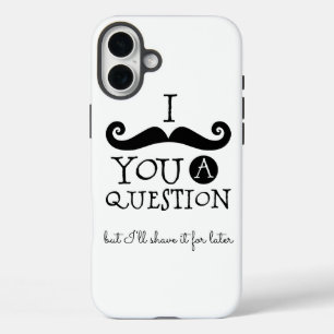 Black White Mustache Humor iPhone 16 Plus Case