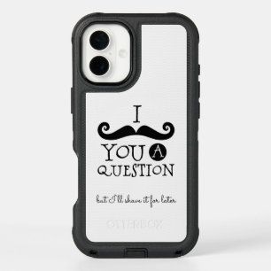 Black White Mustache Humor iPhone 16 Plus Case