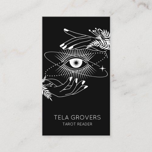 Black  White Mystic Eye Tarot Reader  Business Card