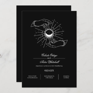 Black & White Mystical Hands Celestial Handfasting Invitation