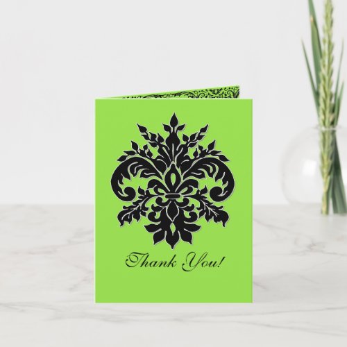 Black White n Lime Thank You Note Cards