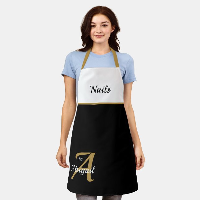 Black & White Nails By Name Personalized Apron (Worn)