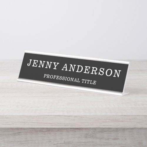 Black White Name and Title Desk Name Plate
