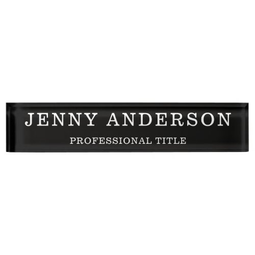  Black White Name and Title Desk Name Plate