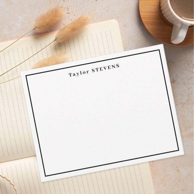 Black White Name Border Note Card (Creator Uploaded)