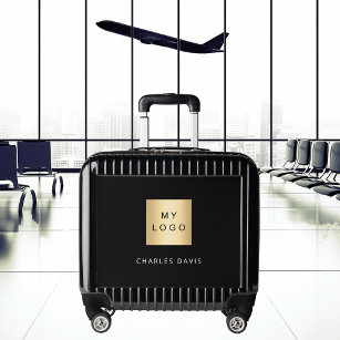 Black white name business logo luggage