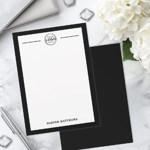 Black White Name Business Logo Note Card