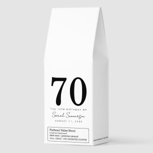 Black White Name Date Seventy 70th Birthday Party Roasted Coffee