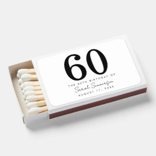 Black White Name Date Sixty 60th Birthday Party Matchboxes
