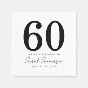 Black White Name Date Sixty 60th Birthday Party Napkins