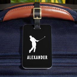 Black White Name Male Golf Player Golfing Golfer Luggage Tag