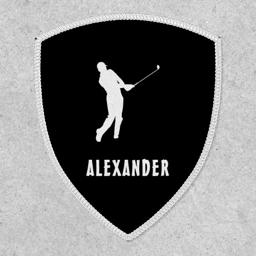 Black White Name Male Golf Player Golfing Golfer Patch