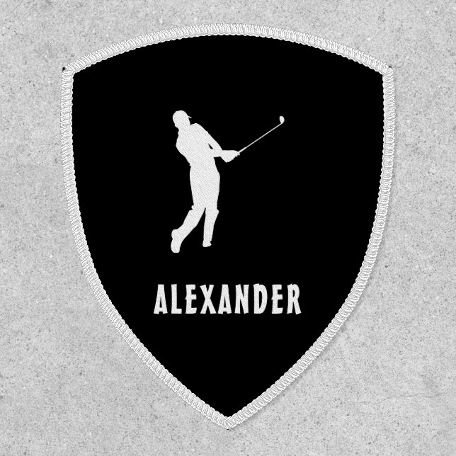 Black White Name Male Golf Player Golfing Golfer Patch (Front)