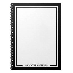Black White Name Monogram Notebook